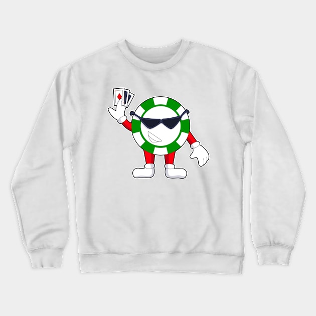 Poker chip with Poker cards Crewneck Sweatshirt by Markus Schnabel